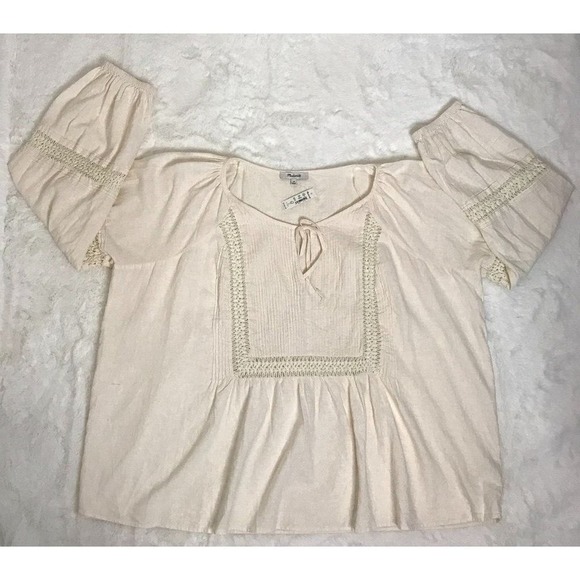 New Madewell Linen-Blend Pintuck Peasant Top XXL (FLAW-SeePhotos) - Picture 5 of 10
